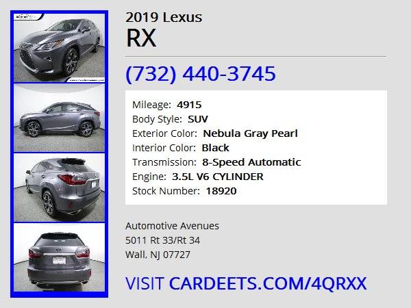 2019 Lexus RX, Nebula Gray Pearl for sale in Wall, NJ – photo 22