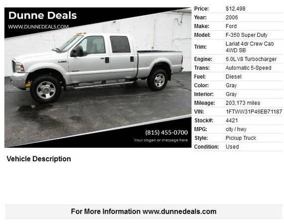 2006 Ford F-350 Super Duty Lariat 4dr SB One Owner ON SALE We Finance for sale in Crystal Lake, IL – photo 2