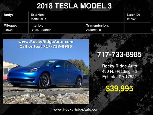 2018 TESLA MODEL 3 Long Range Full Self Driving Panoramic Sunroof -... for sale in Ephrata, PA – photo 24
