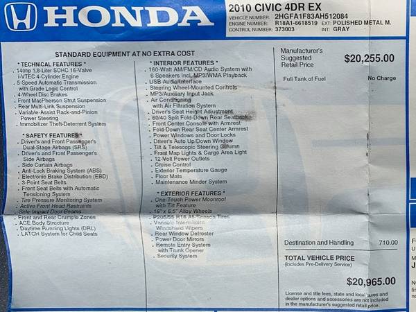 2010 Honda Civic EX for sale in De Ruyter, NY – photo 20
