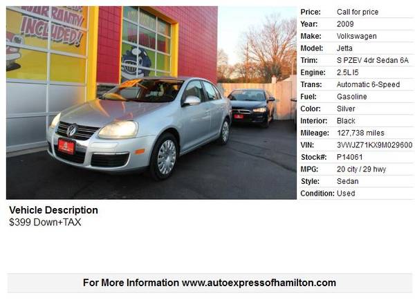2009 Volkswagen Jetta $399 Down+TAX BUY HERE PAY HERE - cars &... for sale in Hamilton, OH – photo 2