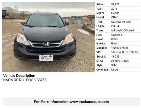 2011 HONDA CR-V SE AWD - - by dealer - vehicle for sale in Valley City, ND – photo 2