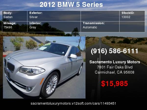 2012 BMW 5 Series 535i LOW 75K MILES LOADED WARRANTY BAD CREDIT... for sale in Carmichael, CA – photo 24