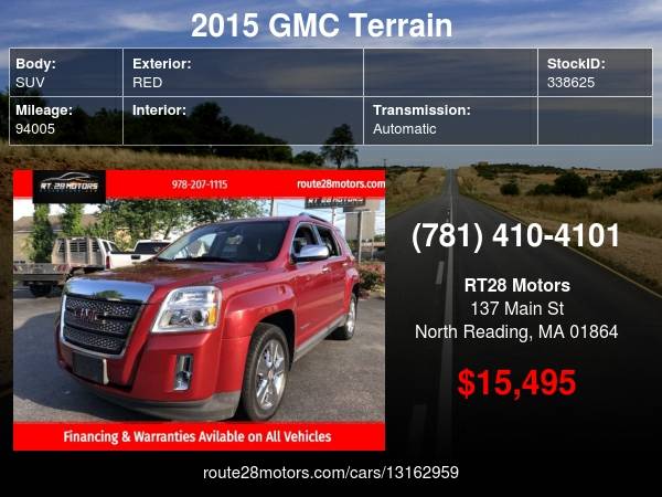 2015 GMC TERRAIN SLT Financing Available For All! - cars & trucks -... for sale in North reading , MA – photo 24