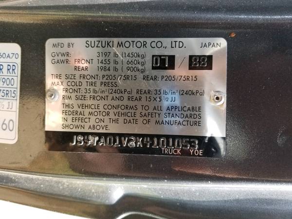1989 Suzuki Sidekick JXL 1 6L for sale in Arlington, TX – photo 12