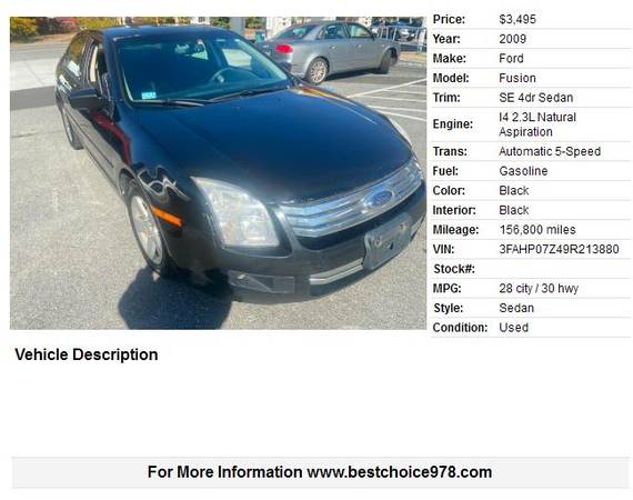 2009 Ford Fusion SE 4dr Sedan - - by dealer - vehicle for sale in Methuen, MA – photo 2