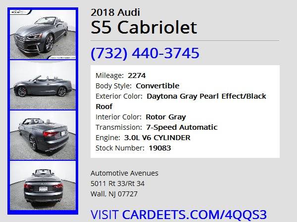2018 Audi S5 Cabriolet, Daytona Gray Pearl Effect/Black Roof for sale in Wall, NJ – photo 22