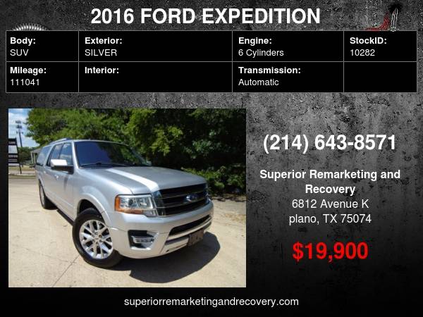 2016 FORD EXPEDITION EL LIMITED - cars & trucks - by dealer -... for sale in Plano, TX – photo 24