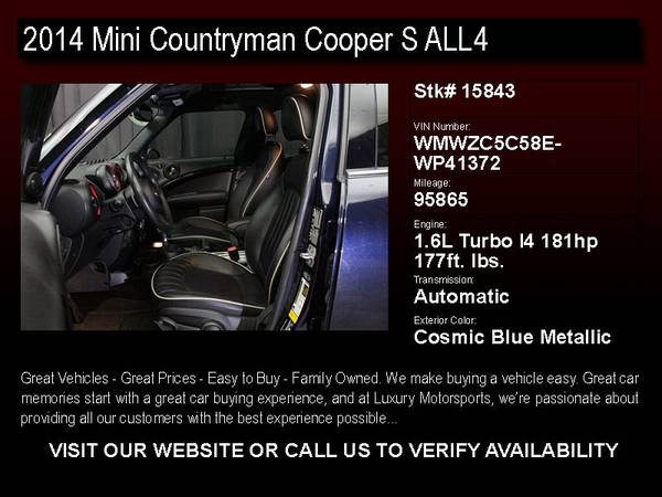 15843 - 2014 Mini Countryman Cooper S ALL4 CARFAX 1-Owner for sale in Phoenix, AZ – photo 2