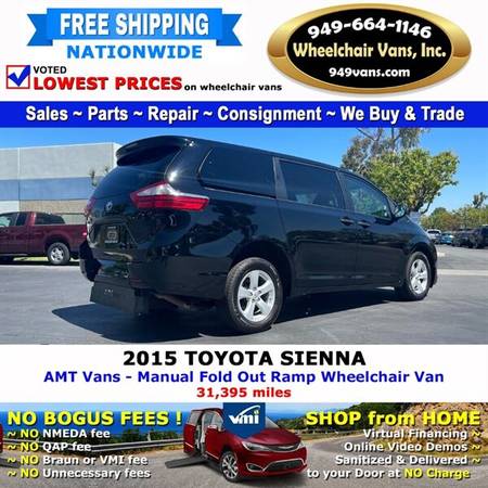 2015 Toyota Sienna L Wheelchair Van AMT Vans - Manual Fold Out Ramp for sale in LAGUNA HILLS, NV – photo 7