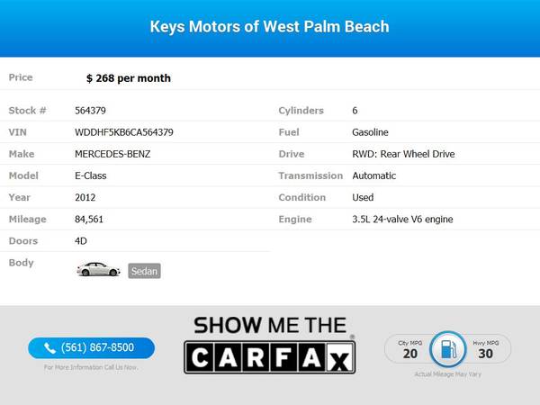 268/mo - 2012 Mercedes-Benz EClass E Class E-Class 2dr 2 dr 2-dr for sale in West Palm Beach, FL – photo 2