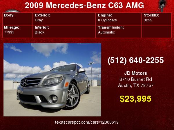 2009 Mercedes C63 AMG Sedan *(( 451 HP BEAST ))* for sale in Austin, TX – photo 24
