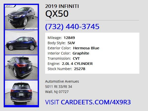 2019 INFINITI QX50, Hermosa Blue - cars & trucks - by dealer -... for sale in Wall, NJ – photo 22