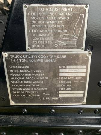 H1 Humvee M99 PICKUP (LOW MILES) for sale in Poughquag, NY – photo 4