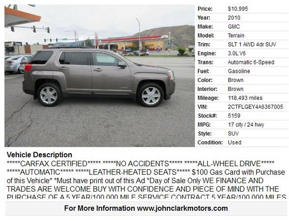 2010 GMC TERRAIN 4X4...AUTOMATIC...LEATHER...HEATED SEATS...AND MORE for sale in East Wenatchee, WA – photo 2