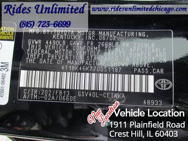 2007 Toyota Camry LE V6 - - by dealer - vehicle for sale in Crest Hill, IL – photo 17