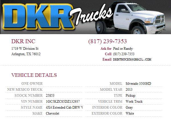 2013 Chevrolet 3500 HD Ext Cab 4x4 DRW Diesel Crane Work Truck for sale in Arlington, NM – photo 4