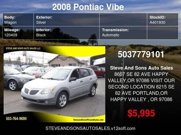 2008 Pontiac Vibe Base 4dr Wagon - - by dealer for sale in Happy valley, OR – photo 22