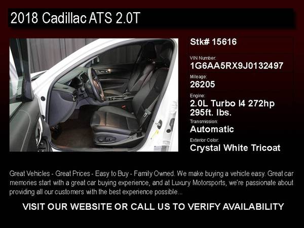 15616 - 2018 Cadillac ATS 2 0T CARFAX 1-Owner Undr Wrrnty w/BU Cam for sale in Other, AZ – photo 2