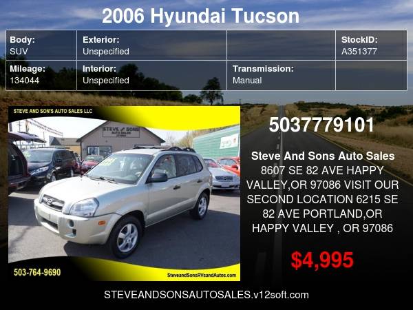 2006 Hyundai Tucson GL 4dr SUV - - by dealer - vehicle for sale in Happy Valley, WA – photo 19