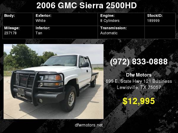 2006 GMC Sierra 2500HD 4WD SLE1 Ext Cab 143.5" WB for sale in Lewisville, TX – photo 24