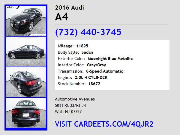2016 Audi A4, Moonlight Blue Metallic for sale in Wall, NJ – photo 22