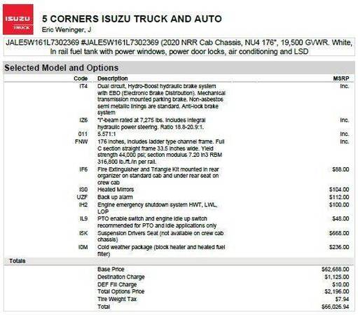 2020 ISUZU NRR I1907 - cars & trucks - by dealer - vehicle... for sale in Cedarburg, WI – photo 17