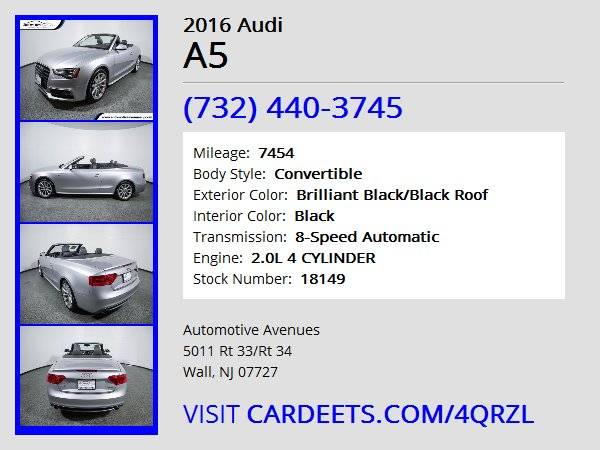 2016 Audi A5, Brilliant Black/Black Roof for sale in Wall, NJ – photo 22