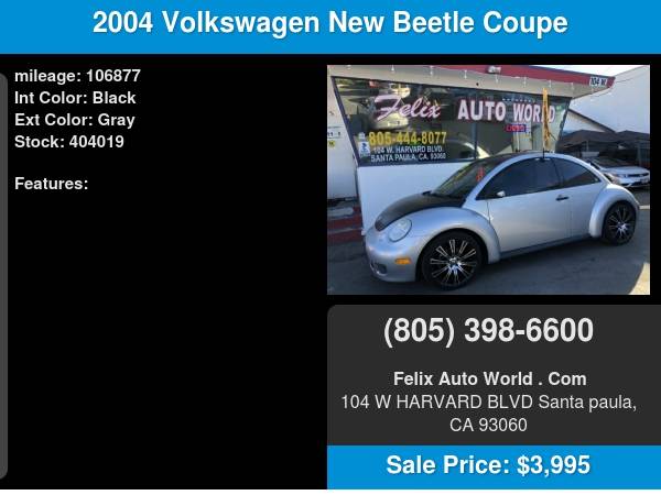 2004 Volkswagen New Beetle Coupe 2dr Cpe Turbo S Manual... for sale in Santa Paula, CA – photo 20