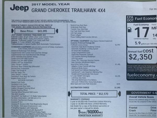 2017 Jeep Grand Cherokee Trailhawk 4x4-LOADED MSRP $52570 - cars &... for sale in Fort Collins, CO – photo 6