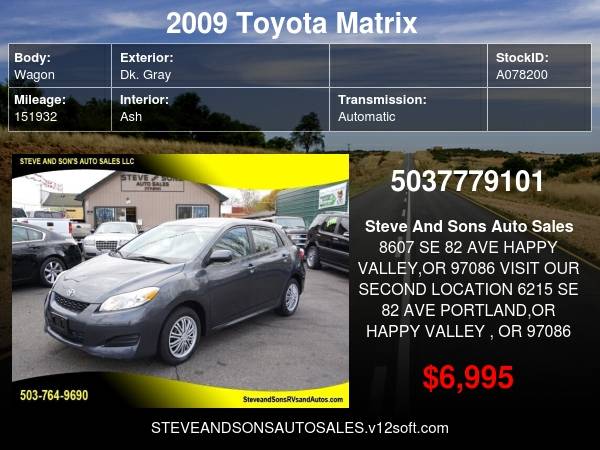2009 Toyota Matrix Base 4dr Wagon 4A - - by dealer for sale in Happy valley, OR – photo 20