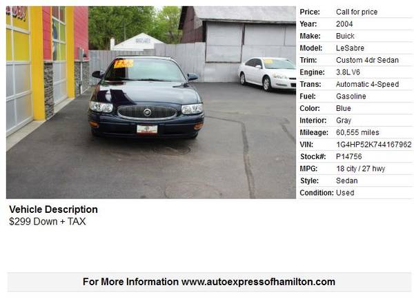 2004 Buick LeSabre 299 Down TAX BUY HERE PAY HERE for sale in Hamilton, OH – photo 2